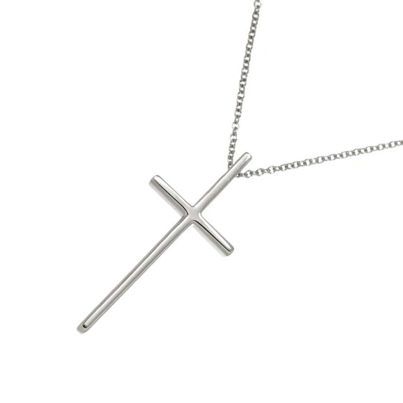 TIFFANY Co. Cross Necklace 18K White Gold 750 90286501 - Picture 1 of 7
